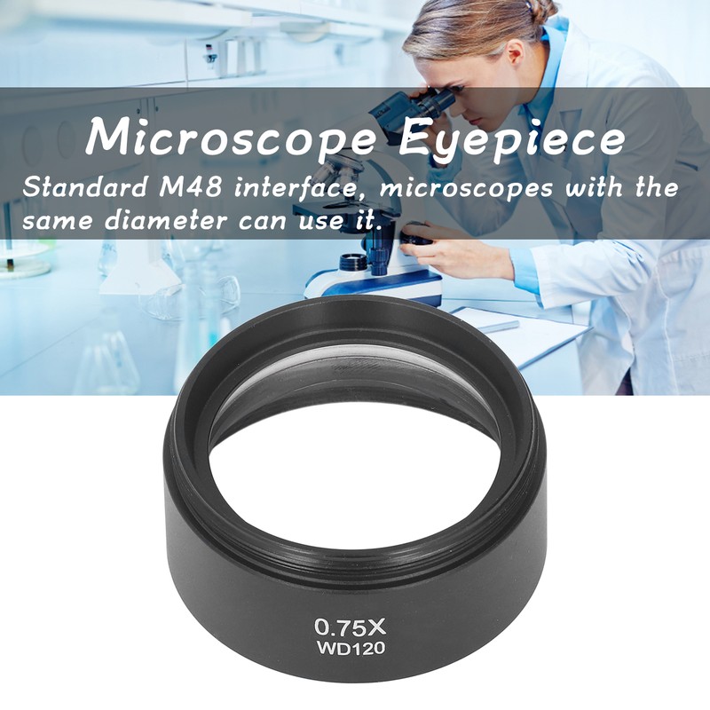 Microscope Lens 0.75X 120mm Barlow Eyepiece M48 Interface Accessory for