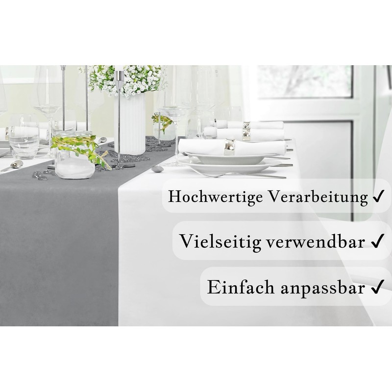 MODERNO Non-Woven Table Runner, Dark Grey, Modern, Festive Decoration for