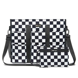 TOPDesign Utility Water Resistant Tote Bag with 22 Exterior & Interior Pockets, Top Zipper Closure & Thick Bottom Support, Perfect Gifts for Working Women, Teachers, Nurses, Accountants (Checkerboard)