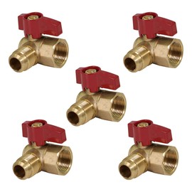 Midline Valve GASLxFA3812-5 Angle Gas Ball Valve with 3/8 in. x 1/2 in. Flare x FIP Connections, Brass (Pack of 5)