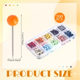 Outus 500 Pieces Map Push Pins Map Tacks Plastic Round Head Tacks with Steel Points, 1/8 Inch(Matte Color)