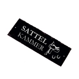 Saddle Chamber Door Sign Slate Engraved Horses Saddle Stable Board Horse Stable 22 x 8 cm