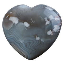 Nupuyai 3.15"-4.33" Natural Agate Heart Stone, Polished Worry Palm Stone for Anxiety Relief, Reiki Healing Crystal Meditation & Positive Energy Feng Shui Decor for Home Office, 501g-600g