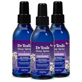 Dr Teal's Calm Blend Spray con aceites esenciales de melatonina, lavanda y manzanilla, 6 onzas líquidas (paquete de 3)