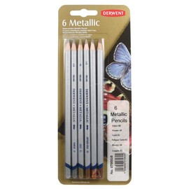 Derwent Metallic Watercolour Pencils, Traditional, Set of 6, Professional Quality, 0700055