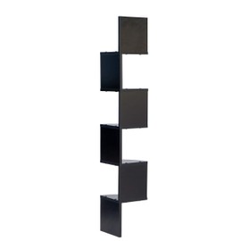 Danya B. XF11035BK Large Decorative 5-Tier Corner Floating Wall Mount Display Shelving Unit - Black