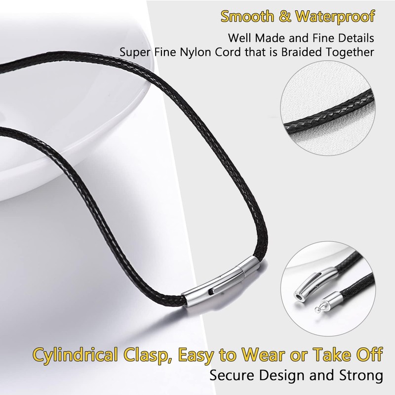 PROSTEEL Black Chain Necklace Men Braided Faux Leather Chains 16inch