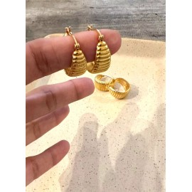 Fashion Jewelry 21 karat, gold plated, hand crafted hoop earrings