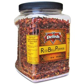 Dehydrated Dried Red Bell Pepper by It's Delish – Jumbo Reusable Container 18 Oz – Sealed to Maintain Freshness – Chopped & Dried Vegetable Spice Seasoning