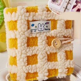 Yoiumicy Sticker Notebook, Transparent Seal Binder, Checkered Pattern, Cute, Removable, Sticker Mount, Sticker Notebook, Girls, Stylish, Seal Storage, Includes 20 Transparent Refill Sheets (Yellow