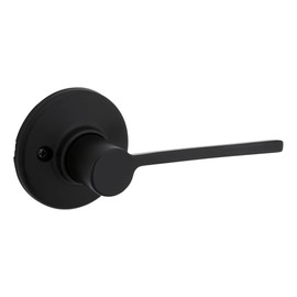 Kwikset Ladera Interior Passage Door Handle, Lever For Closet and Hallway Doors, Reversible Non-Locking Handle Lever, Matte Black