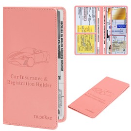 TILDOSAC Car Registration and Insurance Holder | Premium Car Document Organizer &Vehicle Glove Box Document Organizer | Car Accessories for Women & Men (Pink)