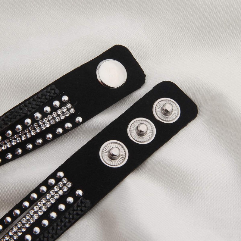 KUIYAI Wrap Leather Bracelet with Bling Bling Crystal Rhinestones and