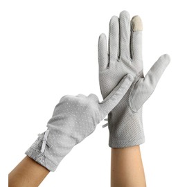 Euyqs UV Protection Gloves, Women's Gloves, Summer, Sunscreen, Smartphone Compatible, Anti-Slip, Cotton, Driving, Driving Gloves, gray