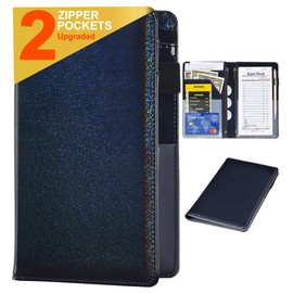 Server Books for Waitress - Glitter Leather Waiter Book Server Wallet with Zipper Pocket, Cute Waitress Book&Waitstaff Organizer with Money Pocket Fit Server Apron (Glitter Black)