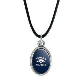 GRAPHICS & MORE University of Nevada, Reno Wolf Pack Antiqued Oval Charm Pendant with Black Satin Cord