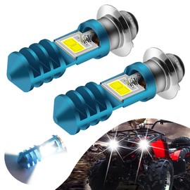 Vooda H6M LED Bulb AC/DC 12-48V P15D Hi-Lo Beam White 6000K LED Motorcycle Bulb for Ya maha ATV YF Z YF M Raptor Grizzly Ko diak Motorbike Tractor Scooter-2 Pack(Blue Shell)