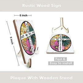 Inspirational Floral Christian Gifts for Women Religious Bible Verse Wood Sign Rustic Desk Decor Decorative Home Her Girls Room Decorations Office Accessories Shelf Wooden Plaque with Wood Stand