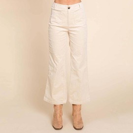 Corduroy Wide Leg High Rise Pants *Multiple Color Options* - Color: Cream, Size: Large 12-14