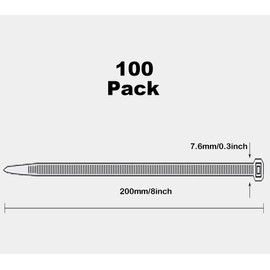 Oksdown 100 Pack 8 inch Black Heavy Duty Zip Ties Thick Cable Ties with 120 lbs Tensile Strength Large Plastic Wire Ties