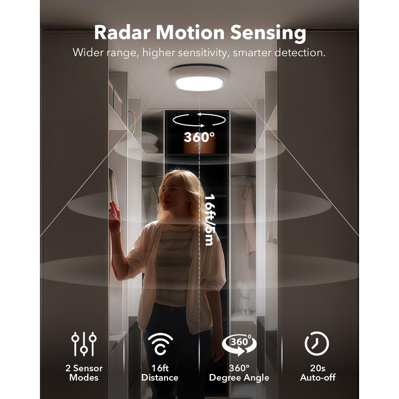 Rechargeable Shower Lights for Inside Shower, 12000mAh Motion Sensor Wireless