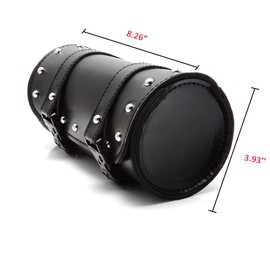 Krtopo Mini Motorcycle Saddle Bag PU Leather Tool Roll Saddle Motor Side Luggage Travel Tool Tail Bag with 2 Mounting Straps Blac