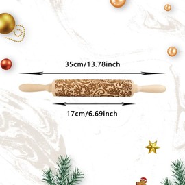 Homefantasy Rolling Pin with Pattern, Embossing Rolling Pin Made of Wood, 3D Wooden Rolling Pin, Snowflake Rolling Pin Pattern, 3D Rolling Pin Pattern, Embossing Rolling Pin Baking Accessories, for