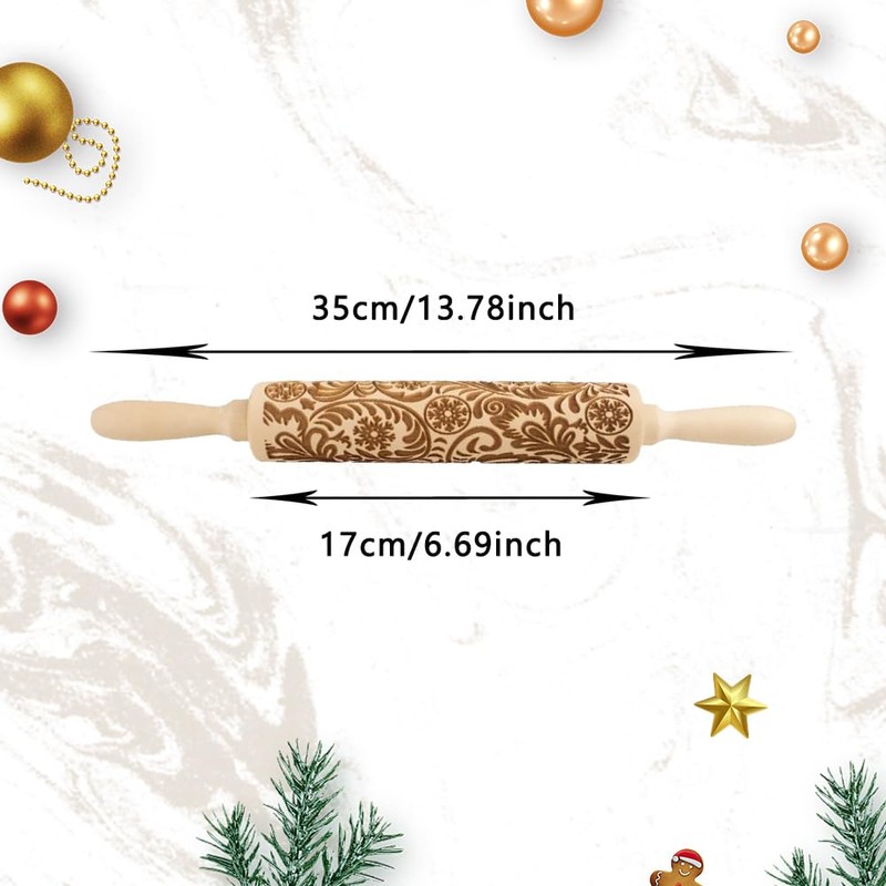 Homefantasy Rolling Pin with Pattern, Embossing Rolling Pin Made of