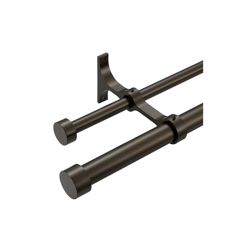 Lwiiom Double Curtain Rods with Aluminum End Cap and Full
