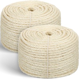 Wowangce 2 Sisal Rope for Cat Scratcher 1/4" x 400' in Total Cat Tree Rope Cat Scratching Post Rope Replacement Parts DIY Hemp Twine for Kitten Shelves Boards Furniture Indoor Cats Tower Carpet, White