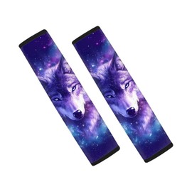Wanyint Wolf Galaxy Violet Car Seat Belt Pads Soft Car Safety Seat Belt Strap Shoulder Pad for Women Men Breathable Soft Auto Safety Padding Cover, 2 Pieces