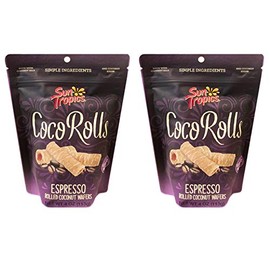Sun Tropics Non-GMO Rolled Coconut Wafer Rolls 4oz, 2 Pack (Espresso)