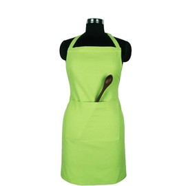 Quality Home Textiles 100% Cotton Kitchen Apron With An Adjustable Neck & Visible Center Pocket With Long Ties For Women | Men | Chef |1 Piece (65 x 80cm) (Apple Green)