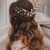 YBSHIN Bride Wedding Rhinestone Hair Vine Gold Leaf Hair Piece