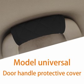 KHGUZ 2PCS Car Grab Handle Cover, Soft Velvet Vehicle Door Pull Handle Protector, Anti-Scratch Automotive Interior Grip Gloves Decoration Accessories, Universal for SUV, Sedan, Truck (Black)