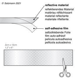 Salzmann 反射ダイヤモンドグレードステッカー | 防水 全天候型反射ステッカー | 3Mダイヤモンドグレード | 4枚パック