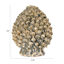 Creative Co-Op Terra-Cotta Artichoke Finial with Reactive Glaze, Green and Cream Color