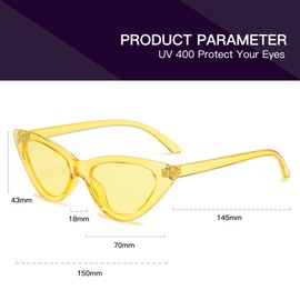 YOSHYA Retro Vintage Narrow Cat Eye Sunglasses for Women Clout Goggles Plastic Frame (Clear Yellow/Yellow)