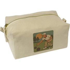 'Man Playing Lawn Bowls' Canvas Wash Bag/Makeup Case (CS00044702)