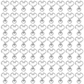 RP Remarkable Power, 100 Pack Silver Metal Heart Shape Claw Swivel Lobster Clasp Alloy Snap Hook Keychain Clip for Jewelry Making Bag Accessories DIY Craft