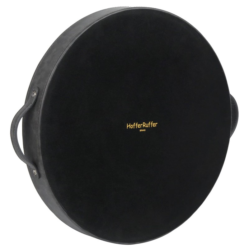 HofferRuffer Top Nocth PU Leather Round Serving Tray, Decorative Serving