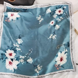 FONYVE Silk Feeling Scarf Medium Square Satin Head Wrap for Women 27.5 inches