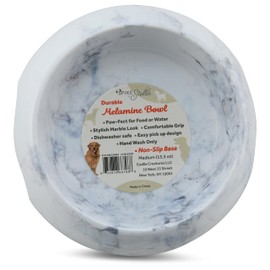 Marble Print Melamine Dog and Cat Food and Water Bowl, Non Skid Base, Anti-Slip Pet Feeder Bowls (5.4 Ounce, 13.5 Ounce,27 Ounce)
