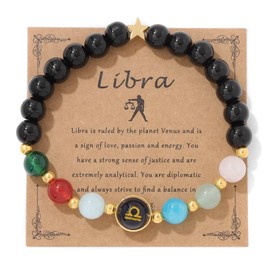 Pingyongchang Chakra Zodiac Bracelets for Women Her Luck 12 Constellations Inspiration Healing Crystal Stone Beads Bracelet Birthday Zodiac Gifts Horoscope Spiritual Bracelet for Men-Libra