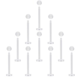 NewkeepsR 10pcs-16G×12mm Clear Acrylic Bioflex Tragus Retainer for Lip Rings Nose Studs Labret Ear Helix Earring Piercing
