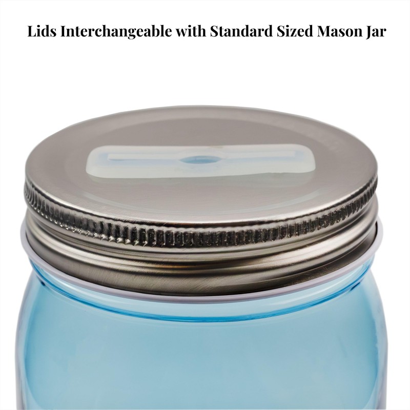 Cornucopia Brands Small Coin Bank Jars (4-Pack, Blue); 16oz Plastic
