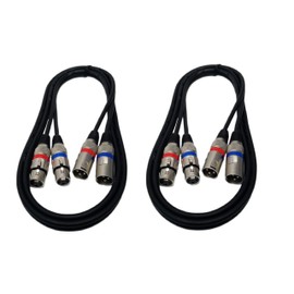 Audio2000'S ADC203S2 Two-Pack Professional 6'-feet Dual XLR Female (XLRF) to Dual XLR Male (XLRM) Balanced Audio/Recording/Microphone Cables, Black, Red, Blue
