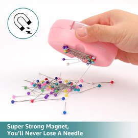 Arcimatto Magnetic Pin Holder, Strong Magnet Pincushion with Drawer, Pin Cushion with 100 Pcs Ball Head Straight Pins for Sewing, Needle Cushions Bobby Pin Holder Paper Clip Organizer for Quilting
