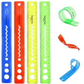 30cm/12inch Shatter Resistant Rulers Bendable Flexible Unbreakable Rulers Transparent Clear Folding Shutterproof Straigt Rubber Plastic Rulers Stationery for School Classroom Home Office(4PCS)