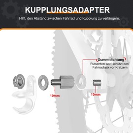 NICEDACK Bicycle Axle Adapter for Axle Thread Size M10 x 1.0 Full Axle, Bicycle Trailer Clutch Adapter, Silver, Pack of 1